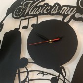 Krodesign KRO-1040/ Ceas de perete metalic Krodesign Music is my Life, diametru 60 cm, negru