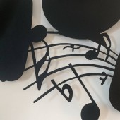 Krodesign KRO-1040/ Ceas de perete metalic Krodesign Music is my Life, diametru 60 cm, negru