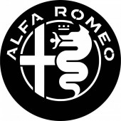 Krodesign KRO-1048 Decoratiune metalica de perete Krodesign KRO-1048, Alfa Romeo, diametru 50 cm, negru, grosime 1.5 mm