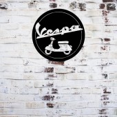 Krodesign KRO-1049 Decoratiune metalica de perete Krodesign KRO-1049, Vespa, diametru 50 cm, negru, grosime 1.5 mm
