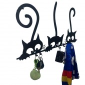 Krodesign kro-1129/ Suport chei cu 5 agatatori, Krodesign Three Cats KRO-1129, 60x30 cm, Negru