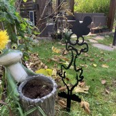 Krodesign KRO-1133/ Decoratiune gradina / ghiveci Krodesign Scared Chicken KRO-1133, metal, inaltime 64 cm