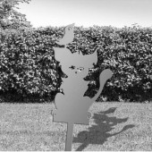 Krodesign KRO-1142 Decoratiune gradina / ghiveci Krodesign Cat Bird KRO-1142, metal, inaltime 59 cm