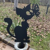 Krodesign KRO-1143/ Decoratiune gradina / ghiveci Krodesign Cat Butterfly KRO-1143, metal, inaltime 61 cm