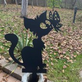 Krodesign KRO-1143/ Decoratiune gradina / ghiveci Krodesign Cat Butterfly KRO-1143, metal, inaltime 61 cm