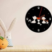 Krodesign KRO-1160 Ceas de perete metalic Krodesign Kitty Cat KRO-1160, diametru 50 cm, negru
