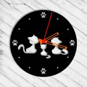 Krodesign KRO-1160 Ceas de perete metalic Krodesign Kitty Cat KRO-1160, diametru 50 cm, negru