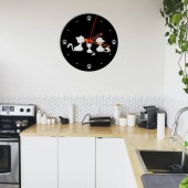 Krodesign KRO-1160 Ceas de perete metalic Krodesign Kitty Cat KRO-1160, diametru 50 cm, negru