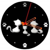 Krodesign KRO-1160/ Ceas de perete metalic Krodesign Kitty Cat KRO-1160, diametru 50 cm, negru