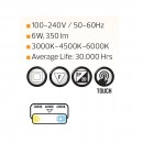 Lampa cu led 3 W, Felix Pink, touch, 350 lm, IP 20