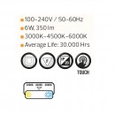 Lampa cu led 3 W, Snoopy White, touch, 350 lm, IP 20