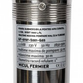 Micul Fermier GF-0707-S001-G03 Pompa submersibila pentru apa curata, 1.1 kW, debit 3900 l/h, inaltime maxima pompare 51 m, 8 turbine