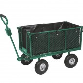 OEM 90200 Carucior pentru gradina, roti gonflabile, max 300 kg, 200 l, 85 x 50 x H 40 cm, Verde
