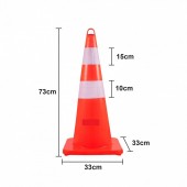 OEM AQZYCQHSB2810FZ5BV0 Set 10 conuri rutiere de avertizare, PVC, Inaltime 73 cm, Reflectorizante