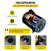 OEM DMJOC380W-Q8EQ8OYV2 Polizor cu arbore flexibil si pedala, Profesional 380 W, 500-23000 rpm, lungime 100 cm, Gama mandrinei 0.3-6.5 mm