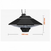 OEM HWXJRQ2KWSXXDUILIV2 Incalzitor cu infrarosu suspendat 800-2000W, Telecomanda, 3 trepte temperatura, IP34, Aluminiu, 440x440x220 mm