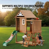 OEM XWJCMCCDH000Q5QD9V0 Spatiu joaca multifunctional, Casuta cu topogan si scara, max 150 kg, Lemn cedar, 2320x3100x2690 mm
