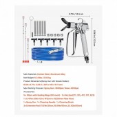 OMS GYWQPTJRGJPJ60PDZV0 Pistol si furtun pentru vopsit, 15.2 m, 248 Bar, 5 x duze 211, 315, 417, 517, 623, Tije prelungitoare 30, 50, 60 cm, Otel/Aluminiu