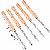 OMS MGCDMBKHTWJT00001V0 Set 5 dalti pentru strunguri lemn, Otel HSS, maner lemn, carbura cu forma de diamant