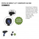 Pistol pneumatic de impact JBM JB-52984, ultra-usor, 542 Nm, 1/2, 4 viteze