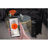 Powermat PM1247 Calorifer electric 11 elementi, Wi-Fi, 3 trepte putere 1000/1500/2500 W, Negru, panou LCD tactil