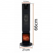 Powermat PM1251 Radiator turn, 2 trepte de putere 1000/2500 W, Telecomanda, Oscilatie, Afisaj LCD, Negru