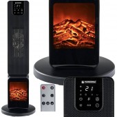 Powermat PM1251 Radiator turn, 2 trepte de putere 1000/2500 W, Telecomanda, Oscilatie, Afisaj LCD, Negru