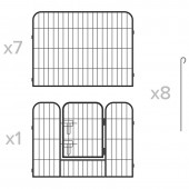 Rebel LEC-RA-1206 Tarc modular pentru caini 8 panouri 80x60 cm rebel anim