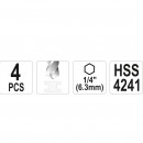 Set 4 burghie pentru metal Yato YT-44705