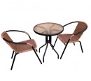 Set mobilier gradina maro, Strend Pro Alesia, masa rotunda 70x60 cm, 2 scaune