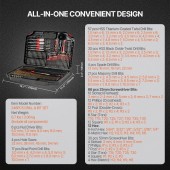 Strend Pro CJZHQZTZ246PK9I75V0 Set 246 burghie, biti, carote, HSS, Cr-V, cutie transport, etichete clare pentru organizare