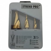 Strend Pro sk-4200903 Set 3 burghie in trepte, spiralate, Strend Pro SS422, 4-12, 4-20, 4-32 mm, TiN, HSS 4241