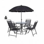 Strend Pro SK-802099/ Set masa cu 4 scaune si umbrela, Strend Pro Leticia Grey, culoare gri inchis