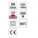 Suflanta cu aer cald si accesorii, termostat, in trusa, 2000W, Yato YT-82292