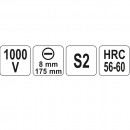 Surubelnita dreapta izolata, 1000V, 8x175mm, Yato YT-2820