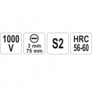Surubelnita dreapta izolata, 1000V, 3x75mm, Yato YT-2815