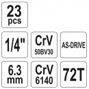 Trusa chei tubulare cu antrenor 4-13mm, 25mm, YT-1442