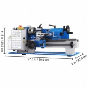 Vevor 0618-3BMNCC000001V2 Mini strung pentru metal 400 W, Distanta dintre centre 300 mm, 0-2250 rpm