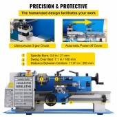 Vevor 0618-3BMNCC000001V2 Mini strung pentru metal 400 W, Distanta dintre centre 300 mm, 0-2250 rpm