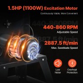 Vevor 50 Fierastrau cu banda pentru Lemn, 1.1 kW, 0Â° la 45, 4 viteze reglabile, 440-880 rpm, Lampa, Lungime banda 2780 mm