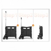 Vevor BXSPLC70KGPP87HY6V0 Carucior cumparaturi cu 10 roti pentru urcat scarile, Capacitate 70 kg, Volum 53 l, Greutate 4 Kg, Aluminiu, Pliabil