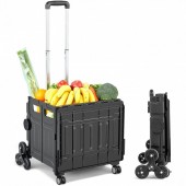 Vevor BXSPLC70KGPP87HY6V0 Carucior cumparaturi cu 10 roti pentru urcat scarile, Capacitate 70 kg, Volum 53 l, Greutate 4 Kg, Aluminiu, Pliabil