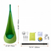 Vevor DCYLSBFB0000YYUC6V9 Scaun hamac pentru copii, Verde, max 54 kg, Ã¸70x70x160 cm, Lumini led in 4 culori, accesorii prindere