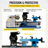 Vevor JSMNCC0618FZJ0001V2 Mini strung pentru metal 550 W, Distanta dintre centre 300 mm, 50-2500 rpm