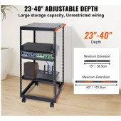 Vevor KFSJJH20U2340PHVWV0 Cabinet rack server deschis Vevor 20U, 58 x 510 x 982 mm, Adancime reglabila 23-40 inch
