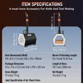 Vevor LBXDZLGDXBL10XDN6V0 Forja cu un arzator pe gaz, Vevor Hexagon 1426 gr C, dimensiune 250 x 215 x 190 mm