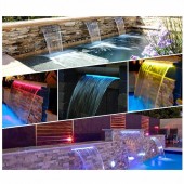 Vevor PQSBJPJSWLED45001V2 Cascada inox, Telecomanda, 18 culori Led, 10 W, dimensiune 45 x 11.5 x 8 cm