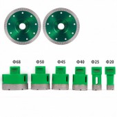 Vevor QGJJGSKKQ6JTJ2JP1V0 Set 6 carote diamantate si 2 discuri, pentru gresie, granit, marmura, Vevor M14, diametre 20/25/40/45/50/68 mm