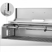 Vevor SKJXHDDDGSKJ25W01V2 Gratar pe carbune cu capac si rotisor electric 25W, Vevor Inox, Termometru, Roti blocabile, inaltime de gatit reglabila