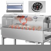 Vevor SKJXHDDDGSKJ25W01V2 Gratar pe carbune cu capac si rotisor electric 25W, Vevor Inox, Termometru, Roti blocabile, inaltime de gatit reglabila